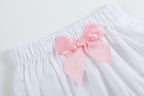White & Pink Cross Smocked Dress & Bloomer Set