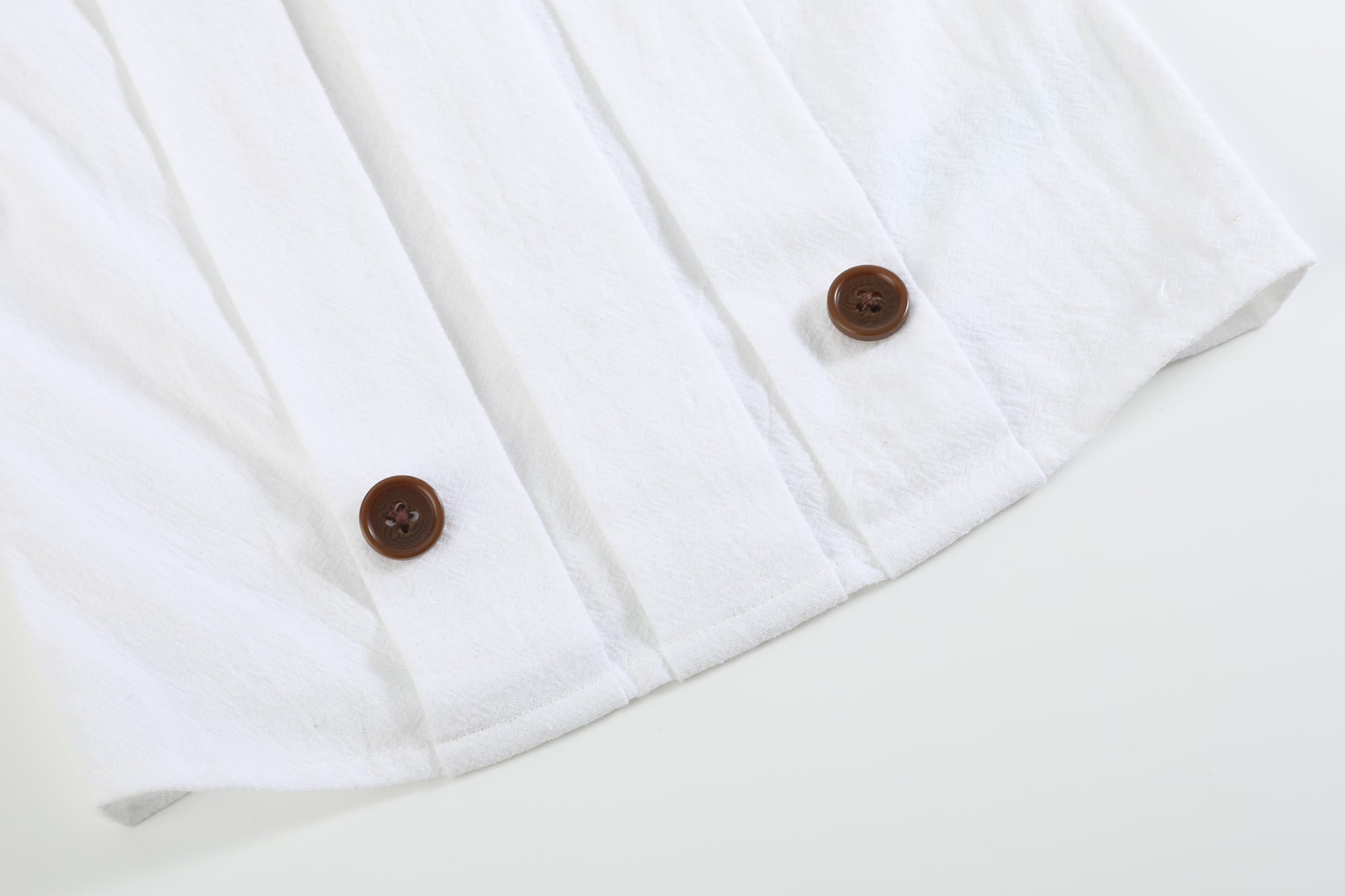 White Collared Top and Blue Button Shorts Set