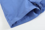 White Collared Top and Blue Button Shorts Set