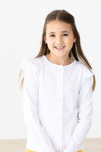White Ruffle Cardigan - Blissfully Lavender BoutiqueMila & Rose ®