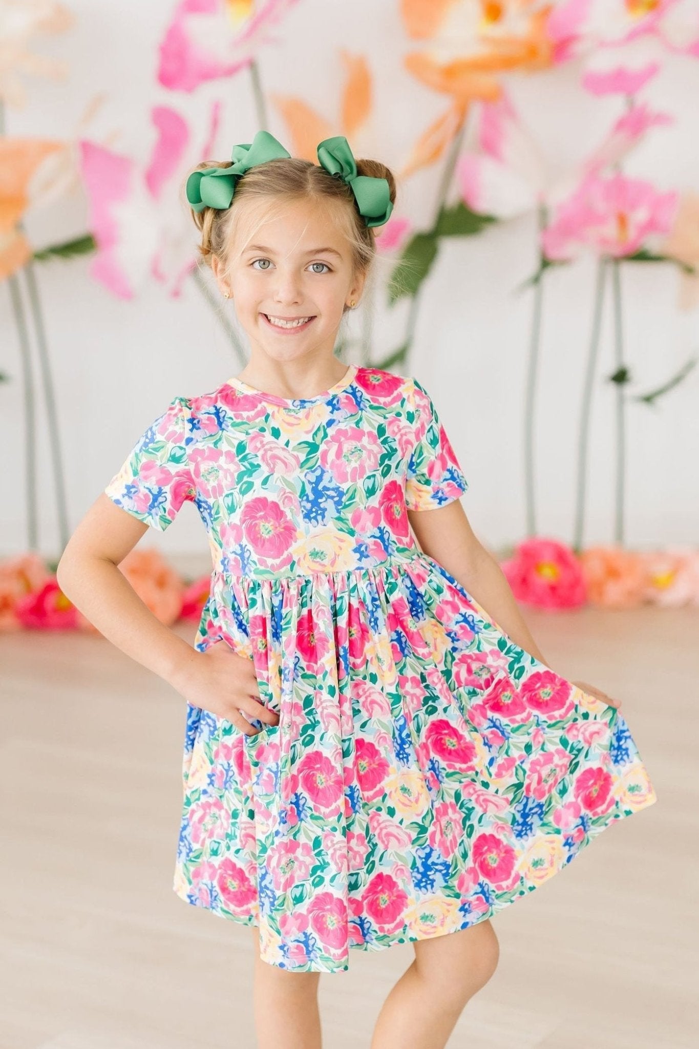 Wildflower Wishes Short Sleeve Pocket Twirl Dress - Blissfully Lavender BoutiqueMila & Rose ®