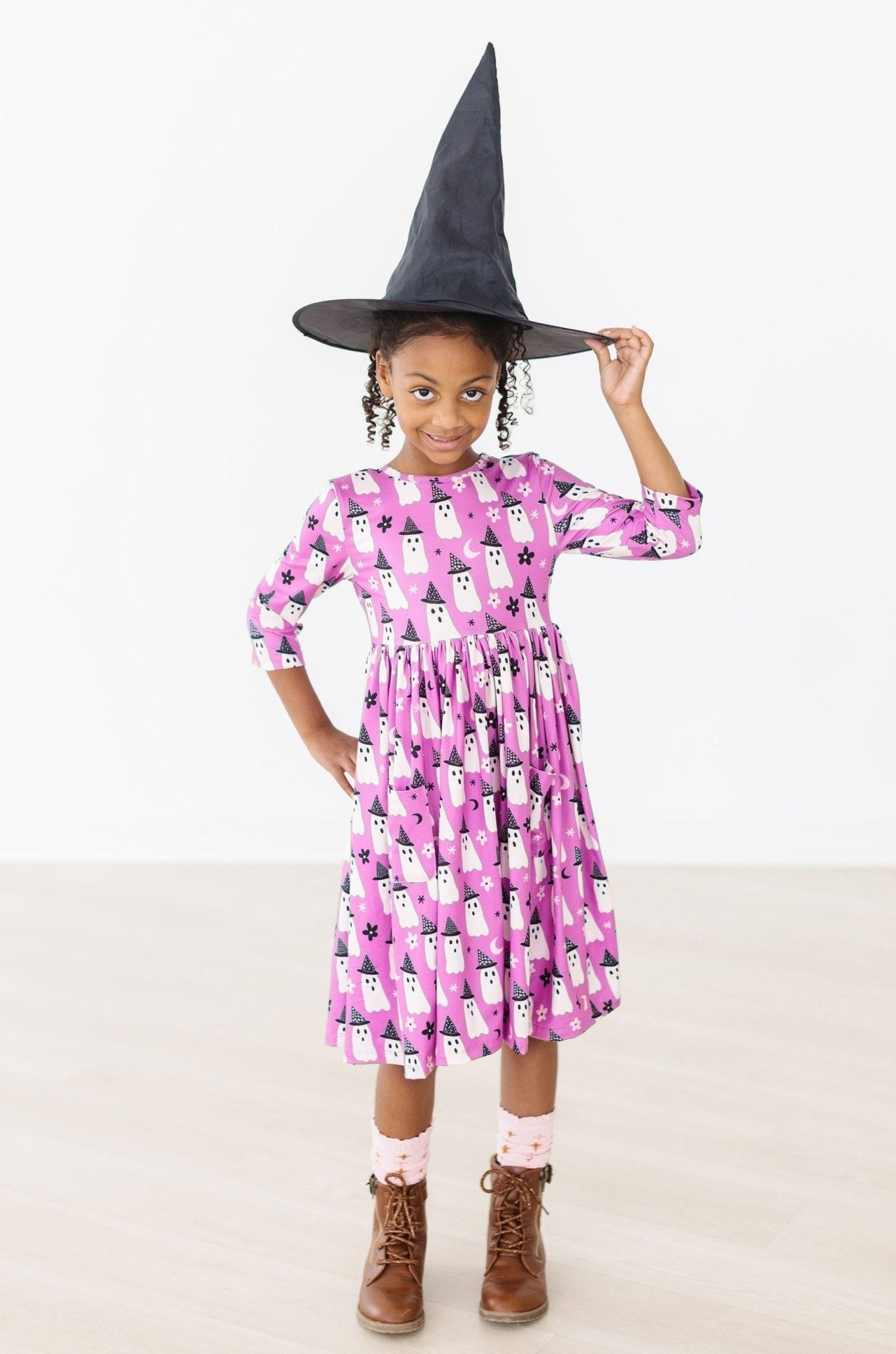 Witches Boo 3/4 Sleeve Pocket Twirl Dress - Blissfully Lavender BoutiqueMila & Rose ®