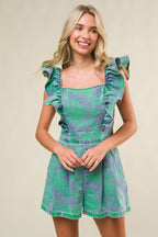 Women’s Denim Ruffle Romper - Blissfully Lavender BoutiqueFlying Tomato