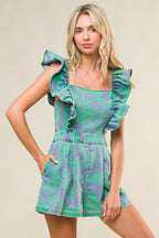 Women’s Denim Ruffle Romper - Blissfully Lavender BoutiqueFlying Tomato