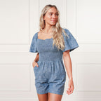 Women's Organic Smocked Chambray Romper - Blissfully Lavender BoutiqueHope & Henry