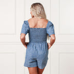 Women's Organic Smocked Chambray Romper - Blissfully Lavender BoutiqueHope & Henry