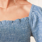 Women's Organic Smocked Chambray Romper - Blissfully Lavender BoutiqueHope & Henry