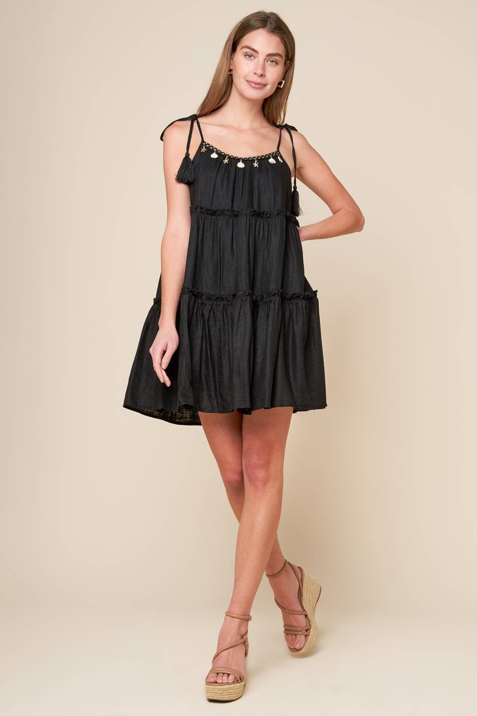Women’s Woven Black Mini Dress - Blissfully Lavender BoutiqueFlying Tomato