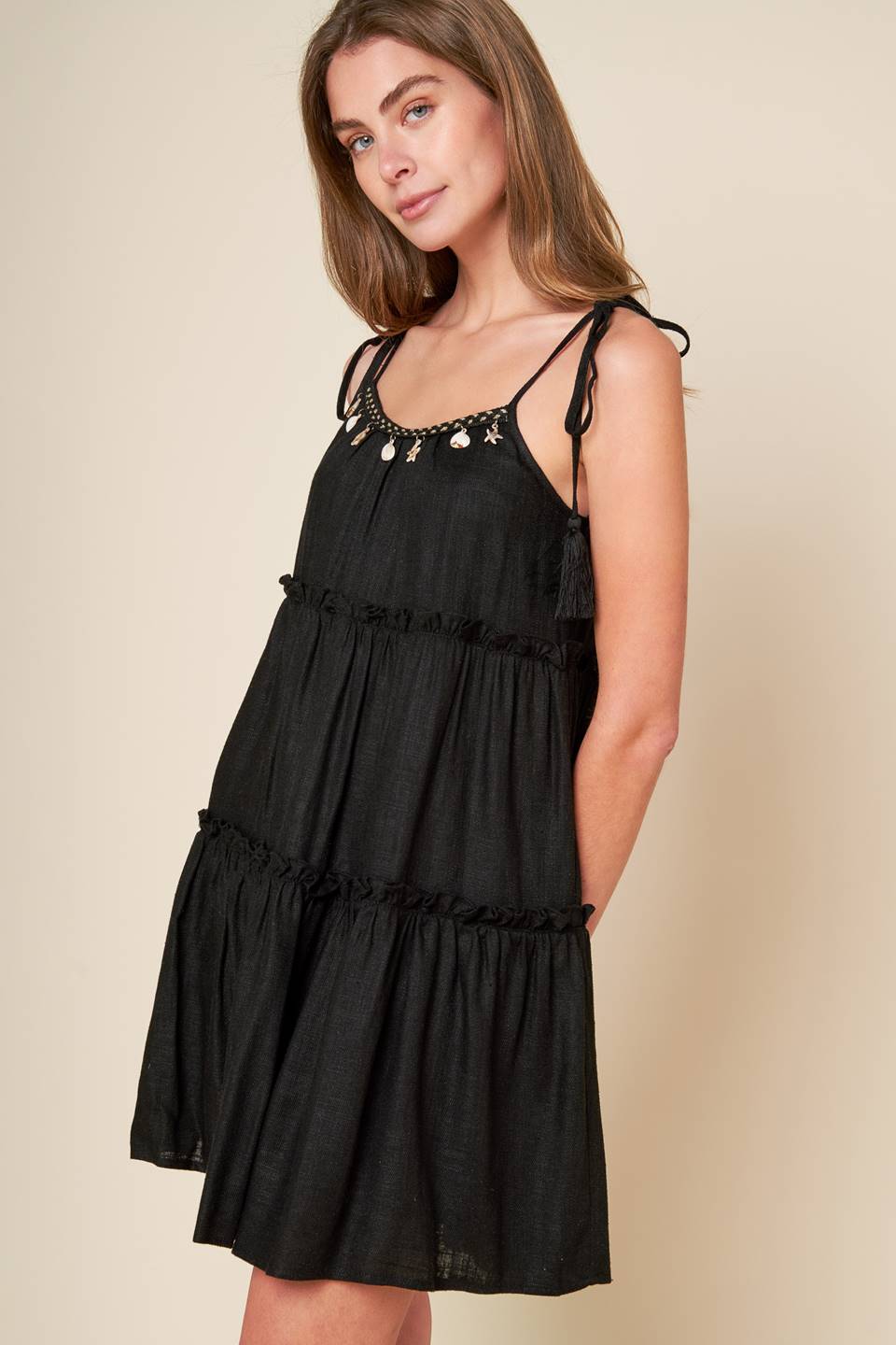 Women’s Woven Black Mini Dress - Blissfully Lavender BoutiqueFlying Tomato