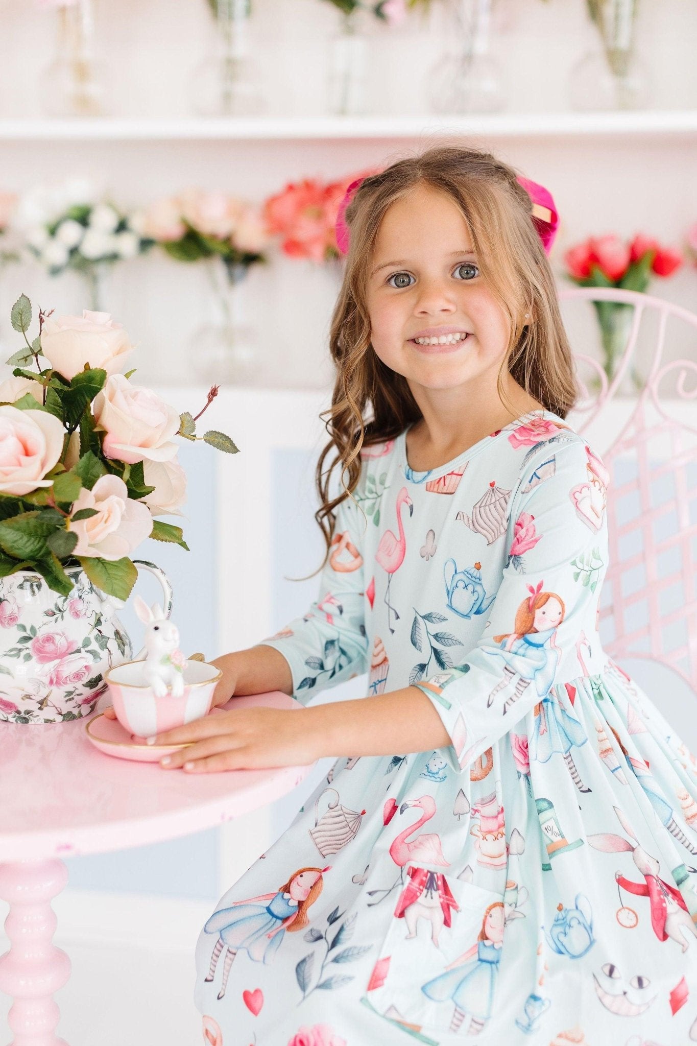 Wonderland 3/4 Sleeve Pocket Twirl Dress - Blissfully Lavender BoutiqueMila & Rose ®