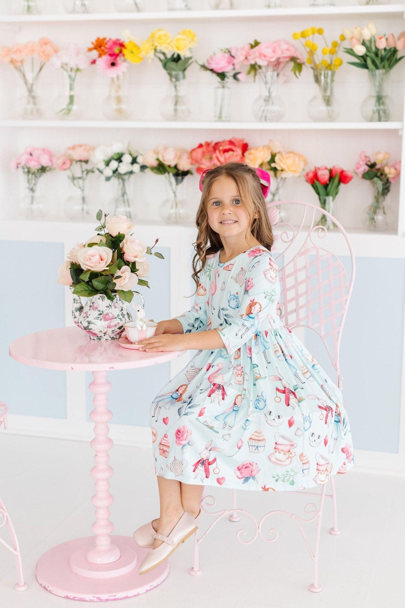 Wonderland 3/4 Sleeve Pocket Twirl Dress - Blissfully Lavender BoutiqueMila & Rose ®