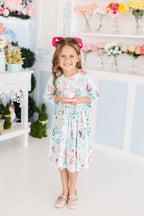 Wonderland 3/4 Sleeve Pocket Twirl Dress - Blissfully Lavender BoutiqueMila & Rose ®