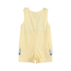 Yellow Gingham Bunny Train Shortalls