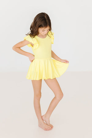 Girls Yellow Twirl Leotard Dress