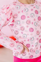 You Make Me Happy Long Sleeve Ruffle Tee - Blissfully Lavender BoutiqueMila & Rose ®