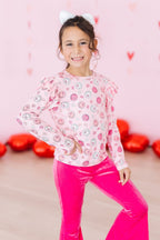 You Make Me Happy Long Sleeve Ruffle Tee - Blissfully Lavender BoutiqueMila & Rose ®