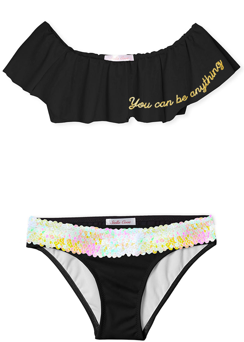 You Can Be Anything Black Bikini – Sequin Belt