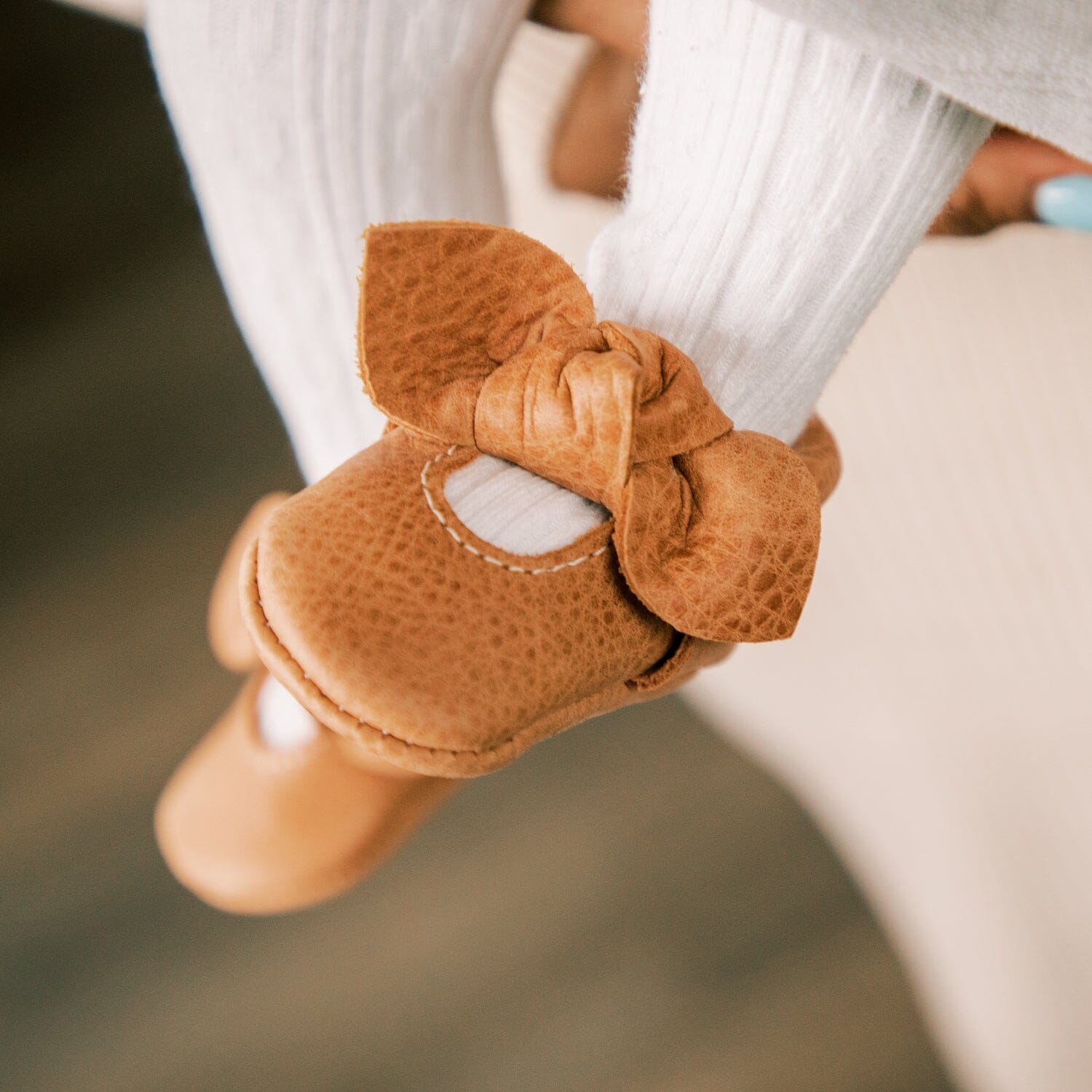 Zion Knotted Bow Baby Moccasins - Blissfully Lavender BoutiqueFreshly Picked