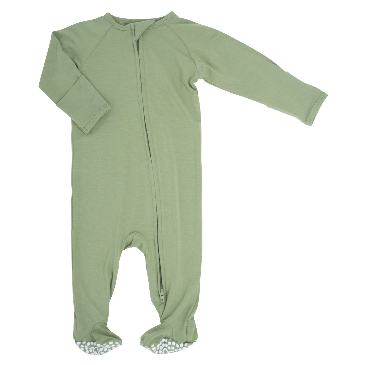 Baby Army Green Zipper Pajama Footie