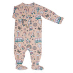 Retro Roller Skates Zipper Footie