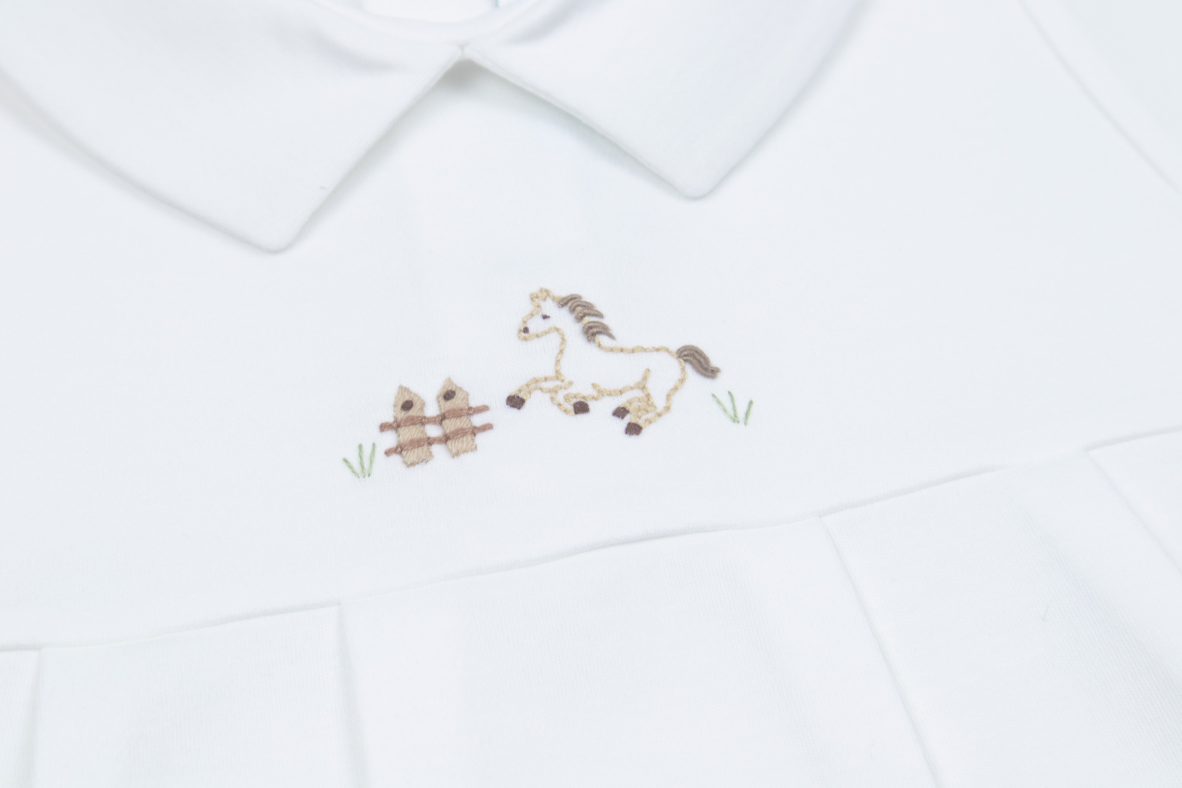 Baby Boy Rodeo Horse Bubble Romper, White