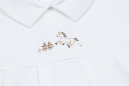 Baby Boy Rodeo Horse Bubble Romper, White