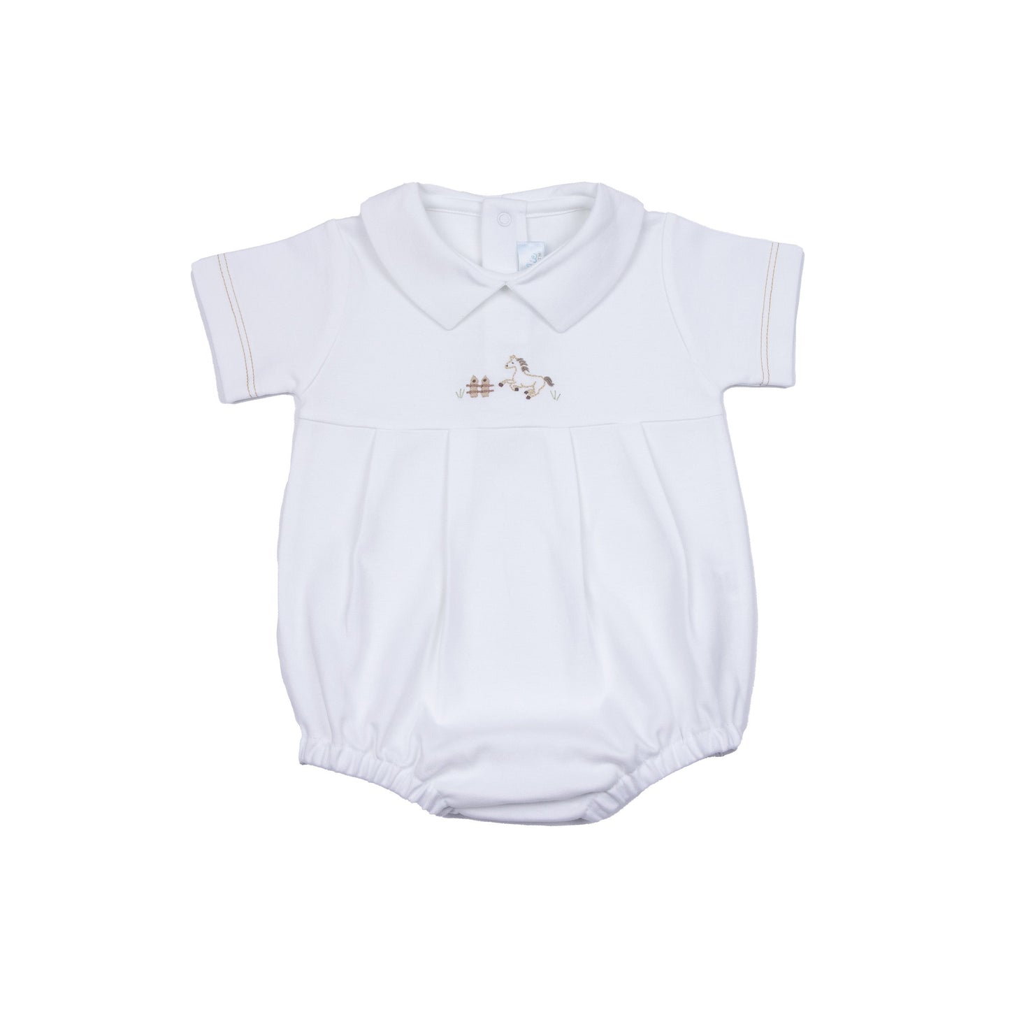 Baby Boy Rodeo Horse Bubble Romper, White