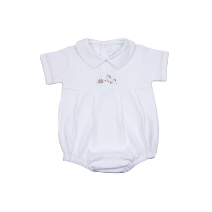 Baby Boy Rodeo Horse Bubble Romper, White