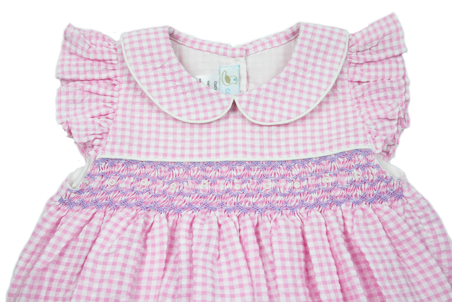 Baby Girl Anna Smocked Bubble Romper, Pink