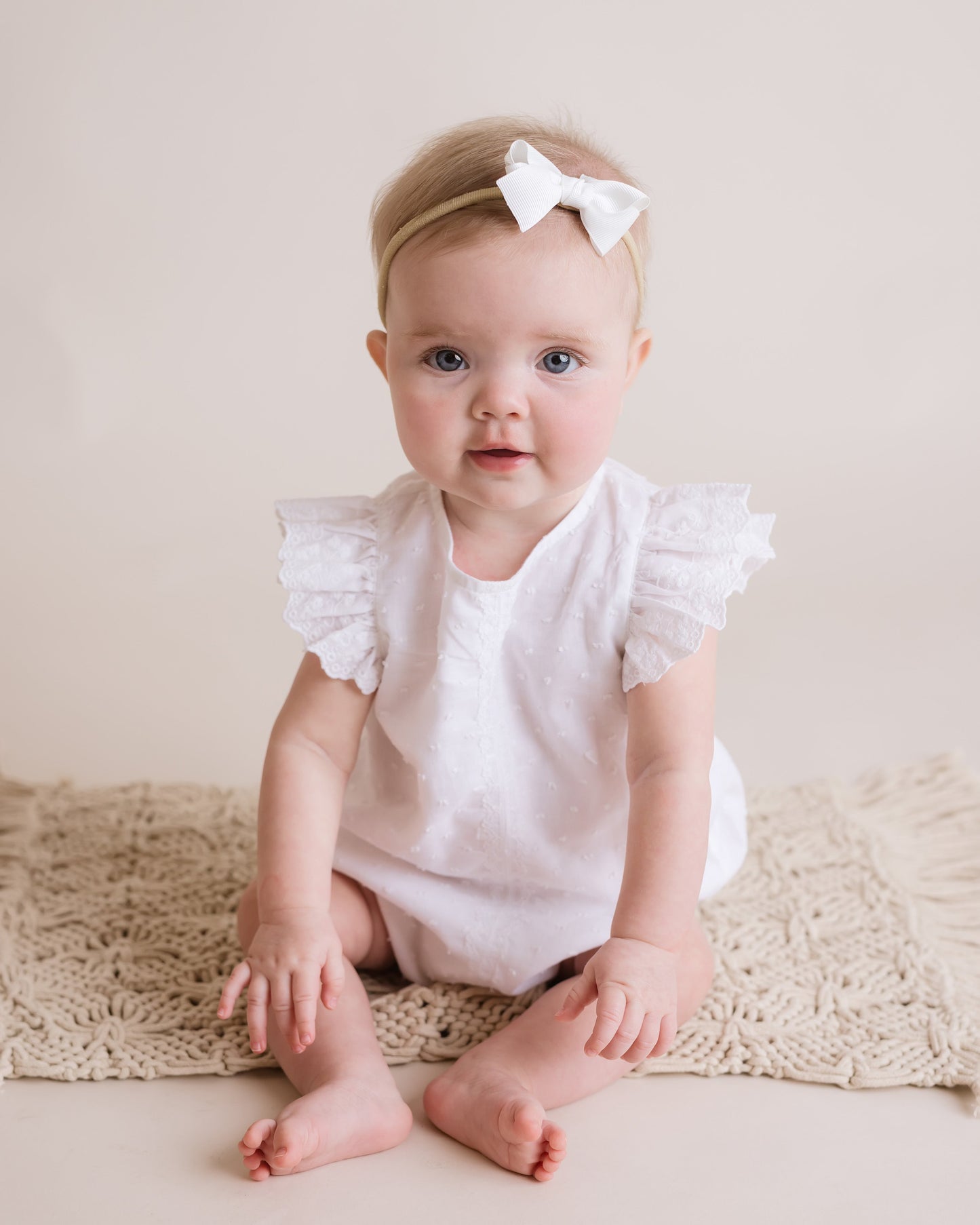 Baby Girl White Sweet Occasions Lace Trim Bubble Romper