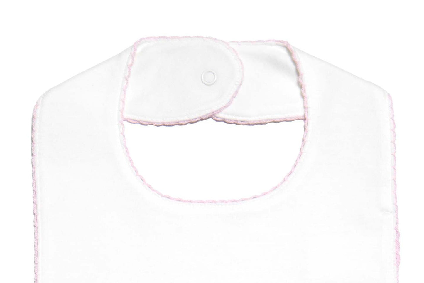 Baby Girl Classic Pima Cotton Bib, White with Pink Trim
