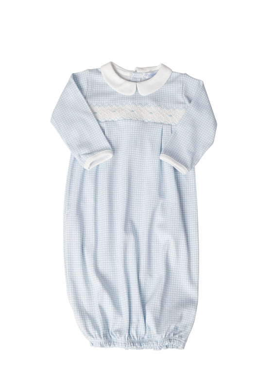 Blue Gingham Baby Pima Cotton Gown