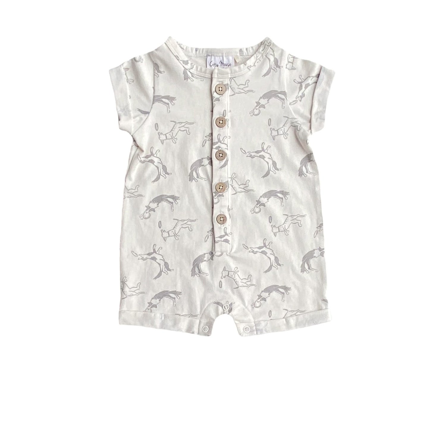 Putty Dogs Button Front Jersey Romper