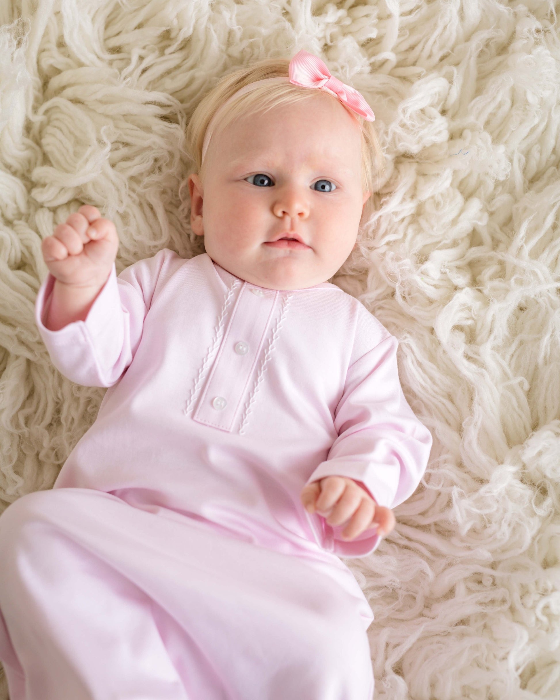 Baby girl pink pima cotton layette gown