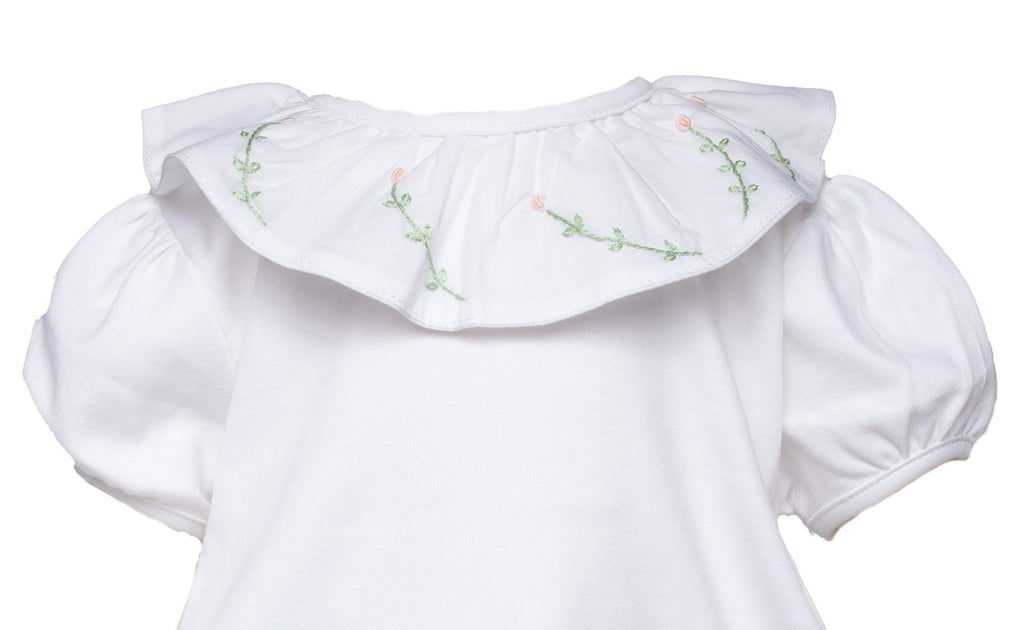 Baby Girl Embroidered Pima Cotton Collar Onesie
