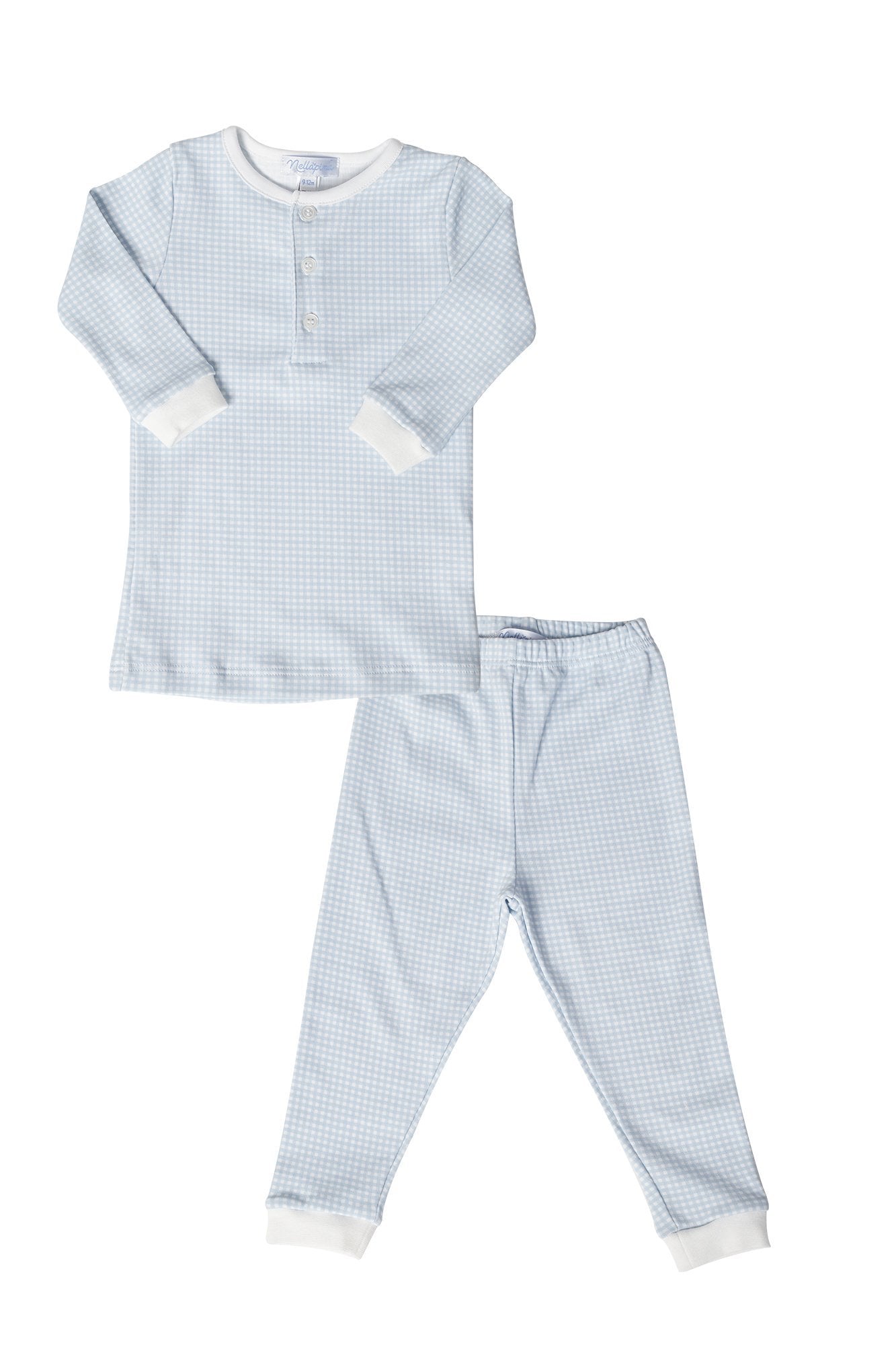 Baby Blue Gingham Pima Cotton Pajamas