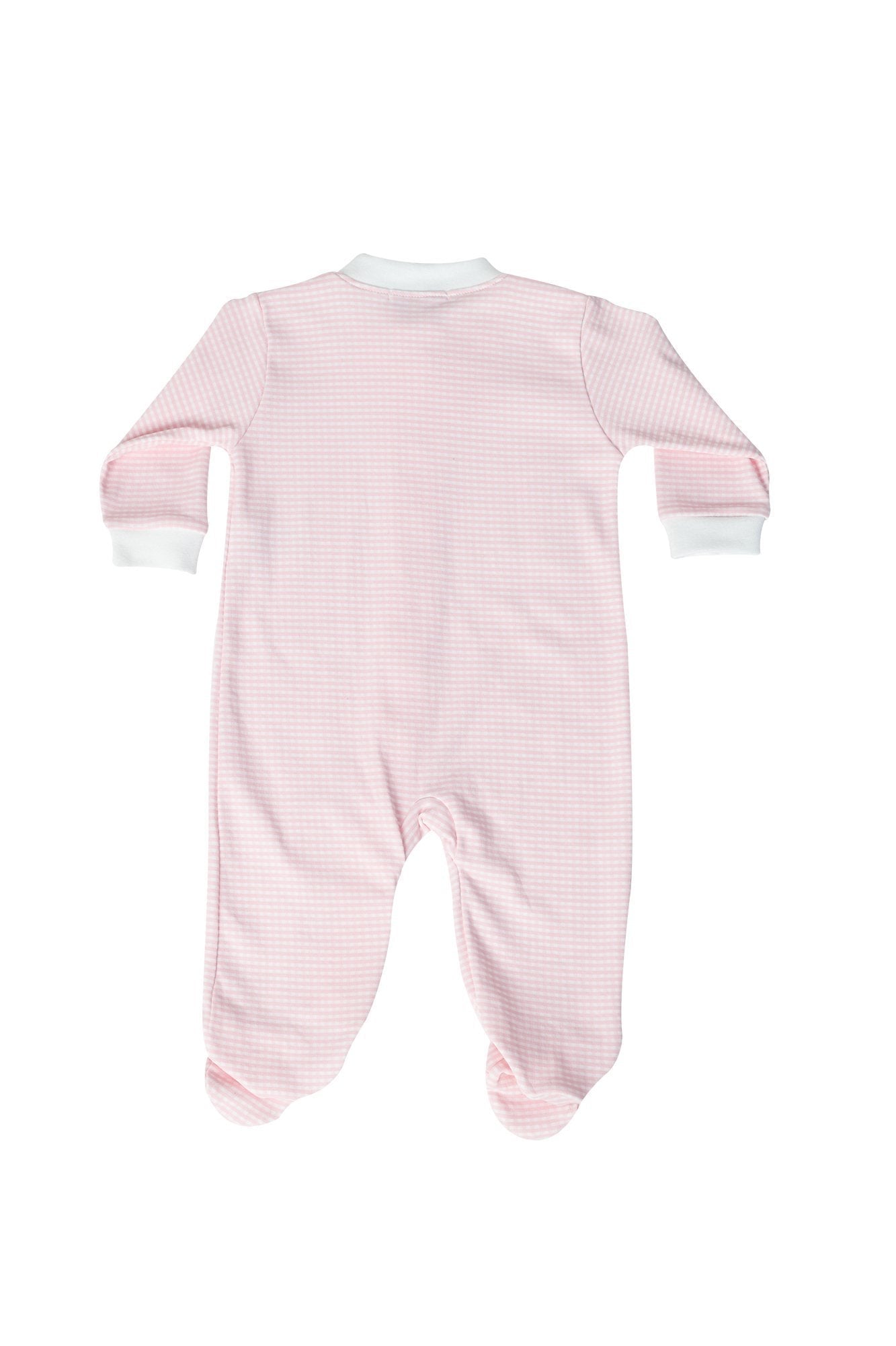 Baby Girl Pink Gingham Pima Cotton Zipper Footie