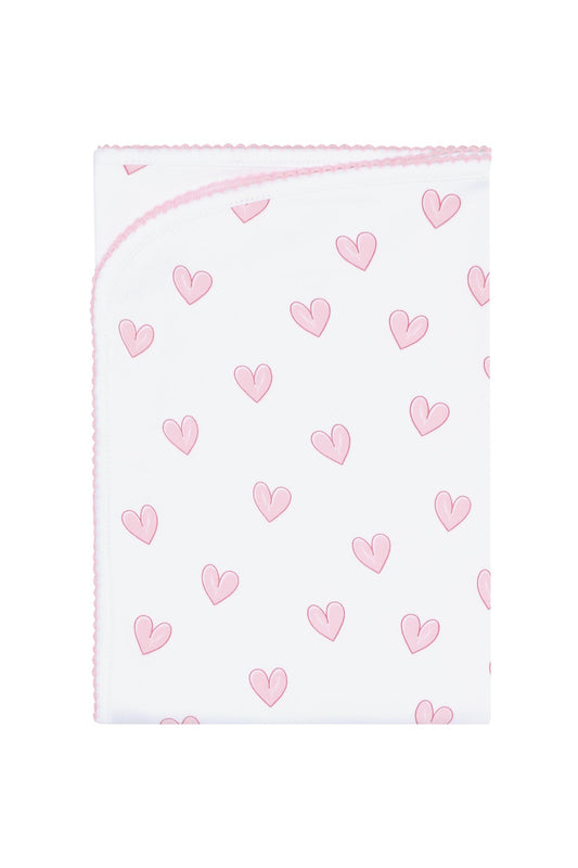 Pink Heart Print Blanket