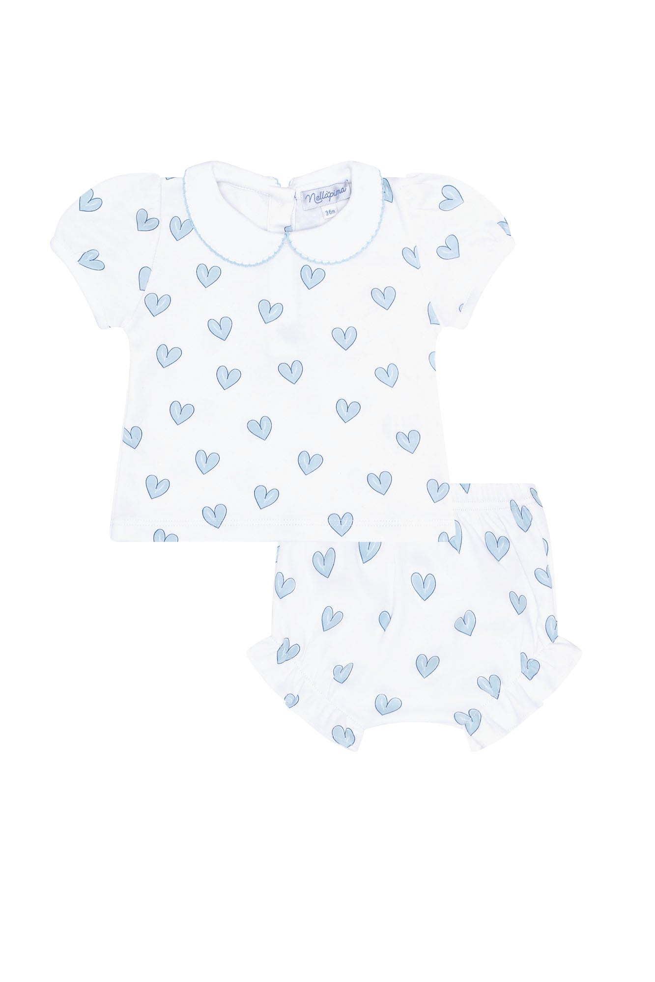 Baby Girl Blue Heart Print Diaper Cover Set