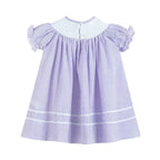 Lavender Seersucker Smocked Bishop Dress
