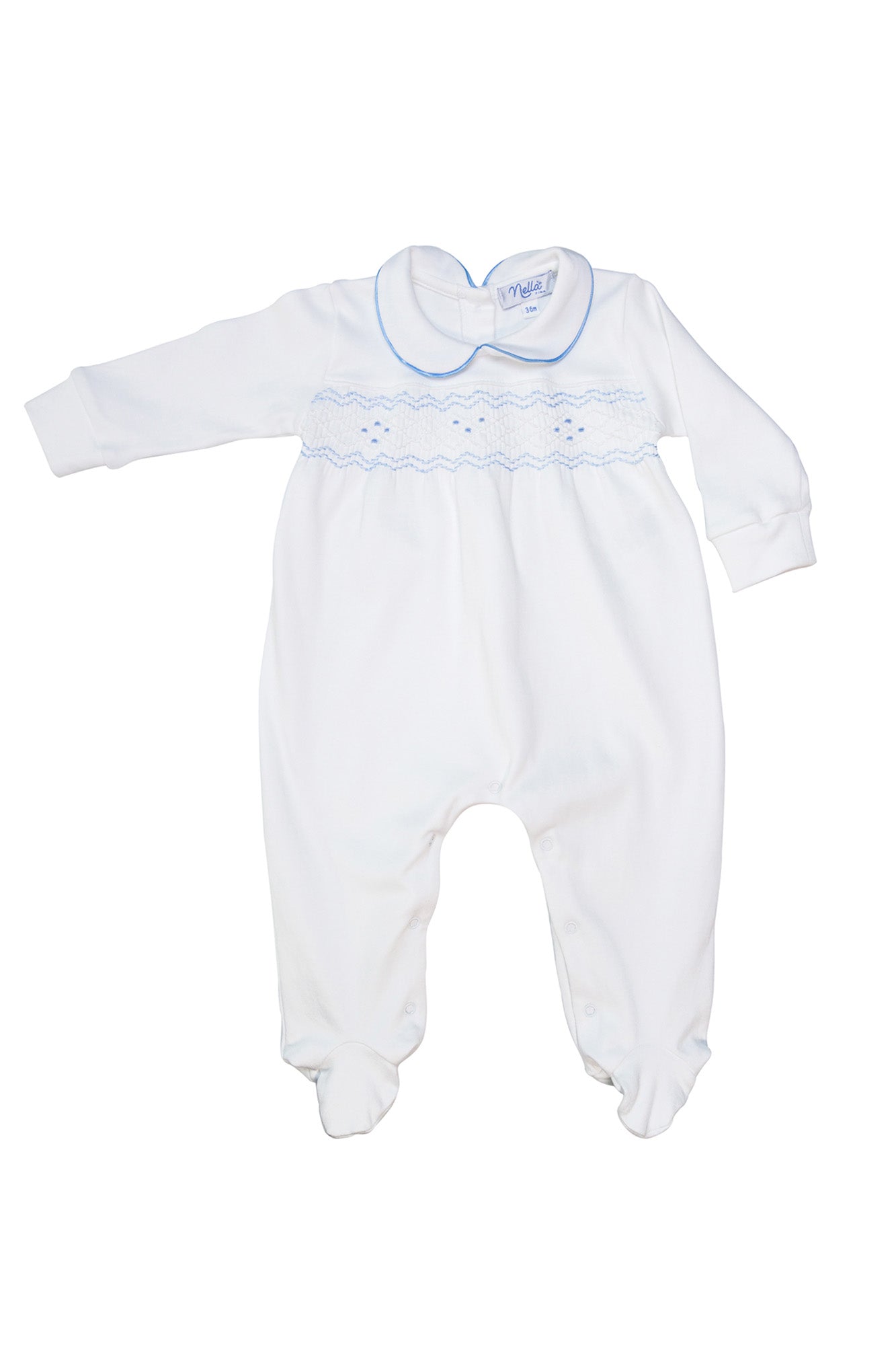 Nella Smocked Baby Boy Pima Cotton Footie