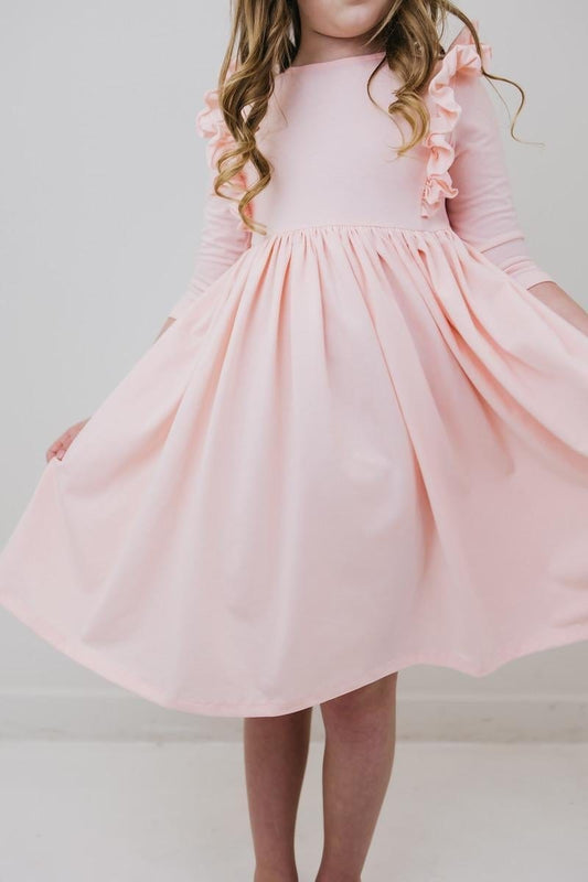 Girls Mila & Rose Petal Pink Ruffle Twirl Dress