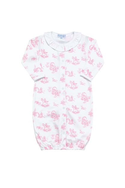 Pink Toile PIma Cotton Baby Converter Gown