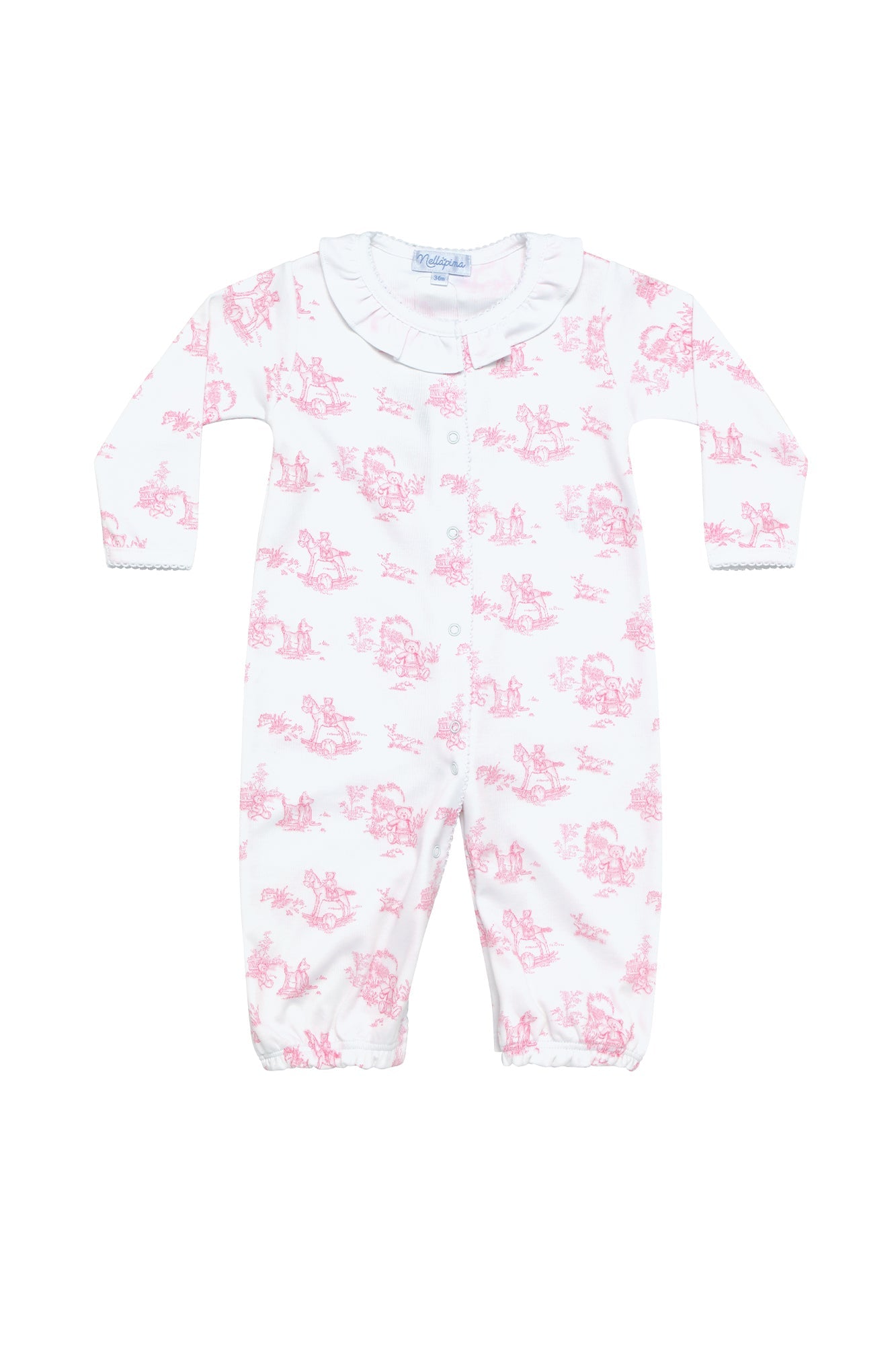 Pink Toile PIma Cotton Baby Converter Gown