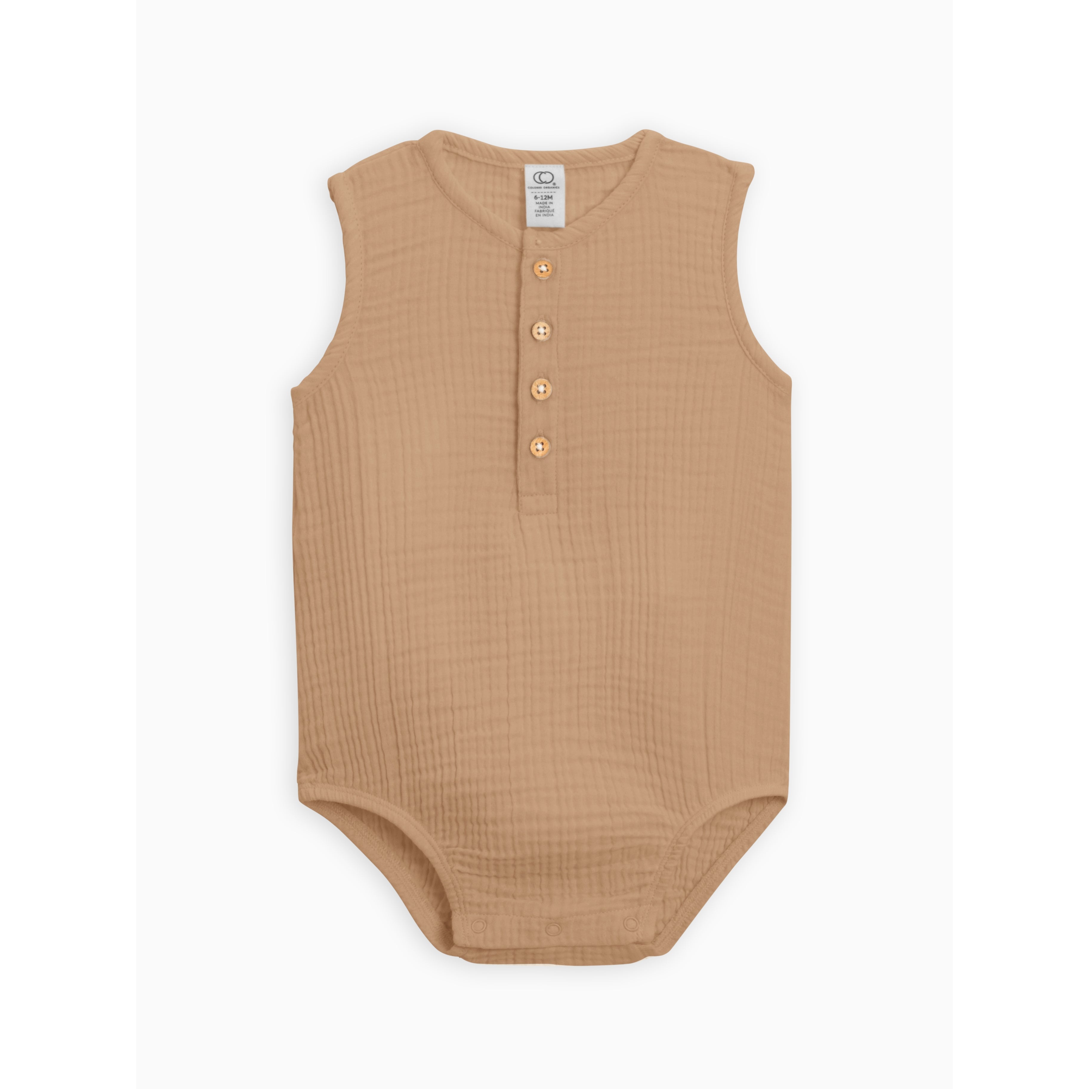 Organic Tan Bowie Muslin Romper
