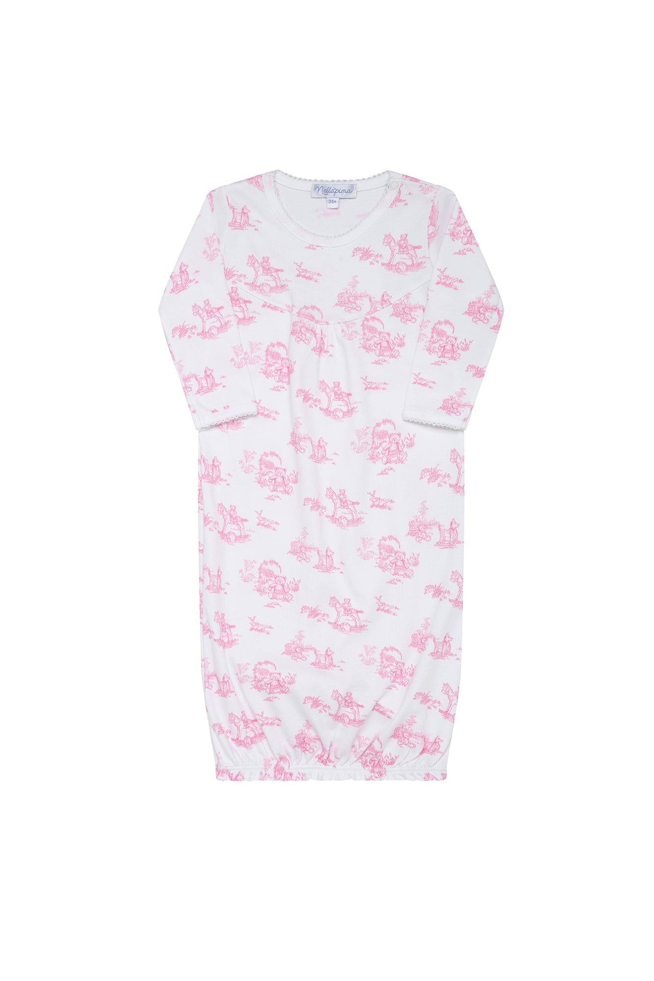 Baby Girl Pink Toile Pima Cotton Gown