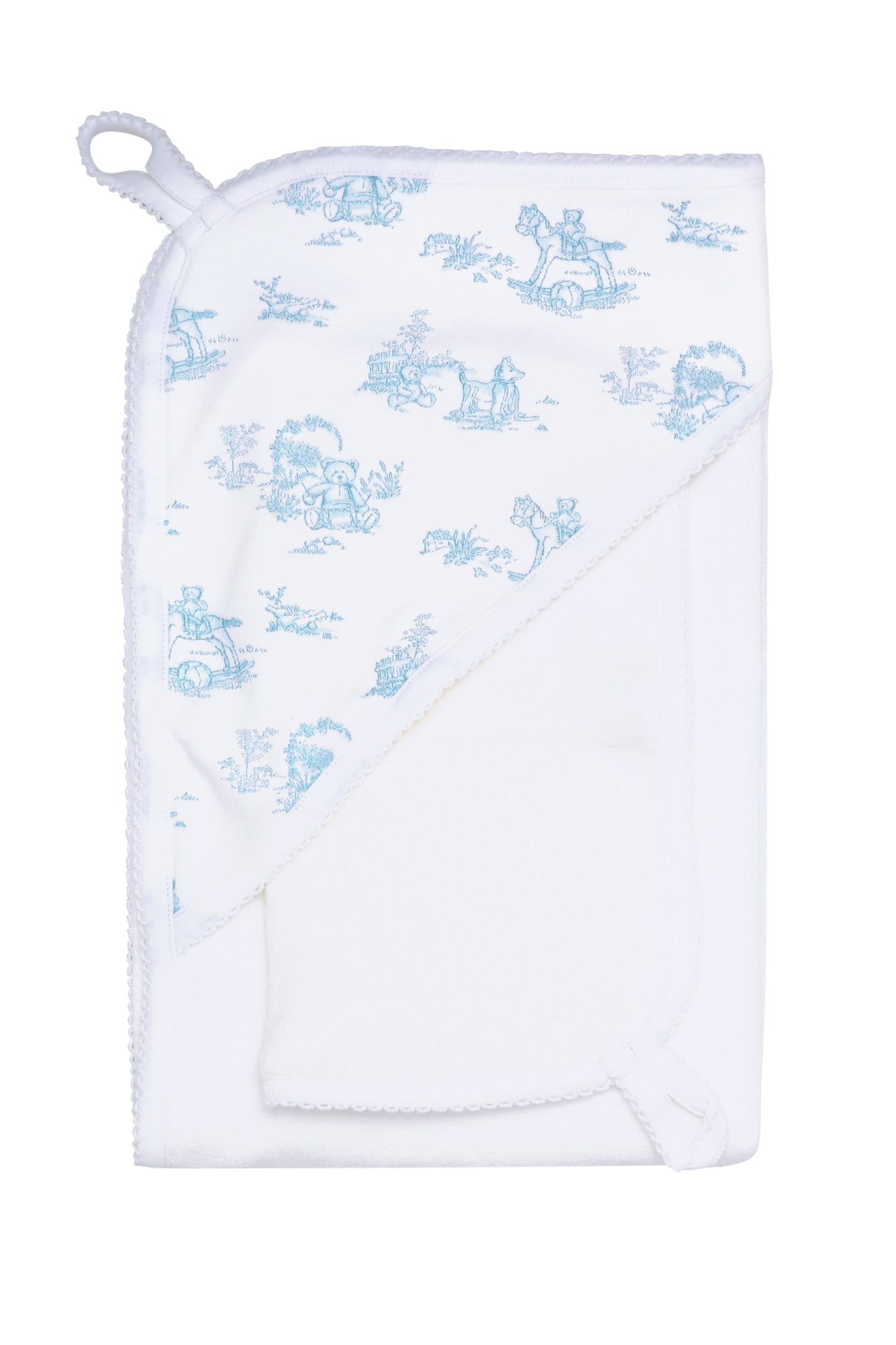 Baby Blue Toile Hooded Pima Cotton Towel