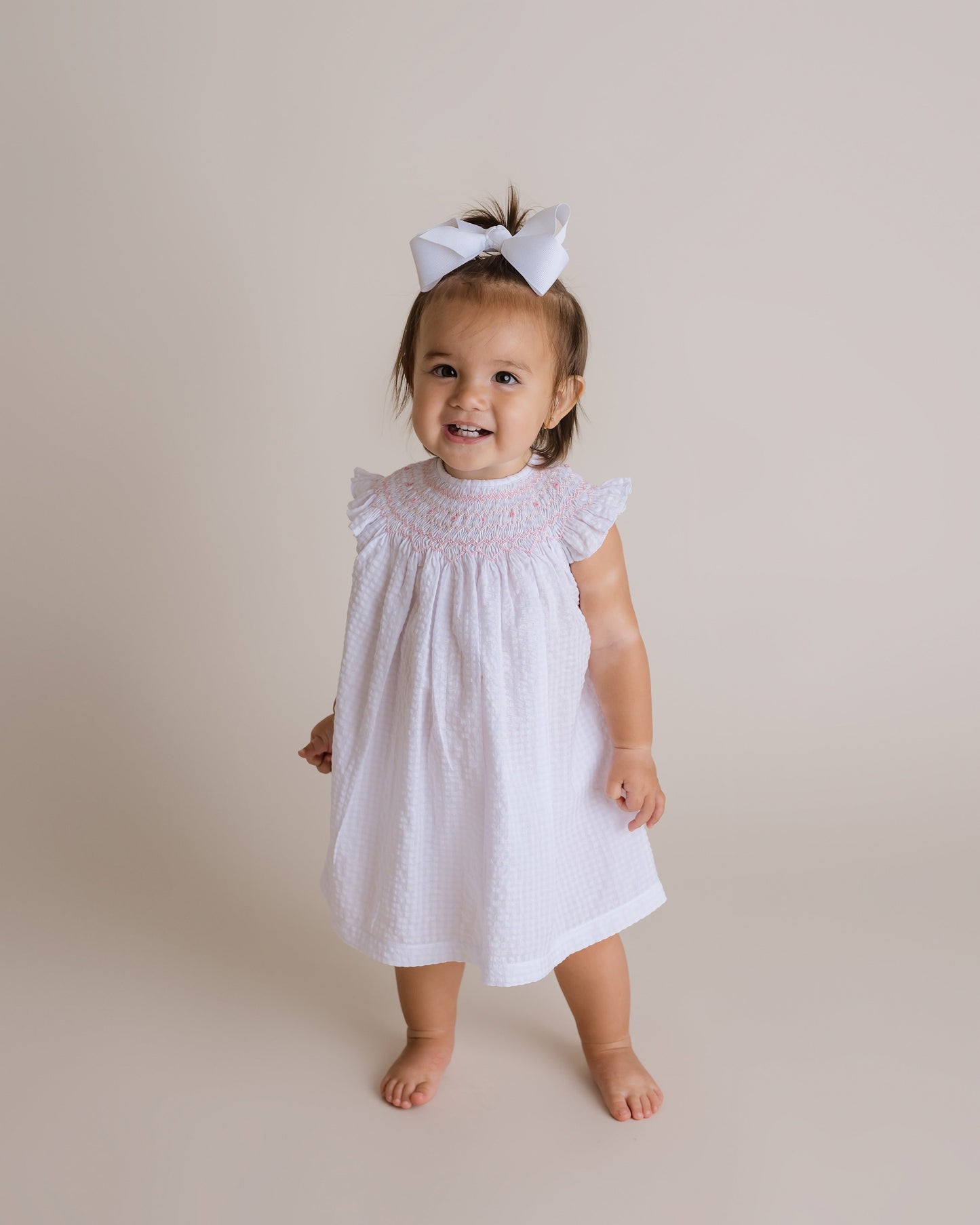 Toddler Girl White Sweet Occasions Bishop Collar Dress