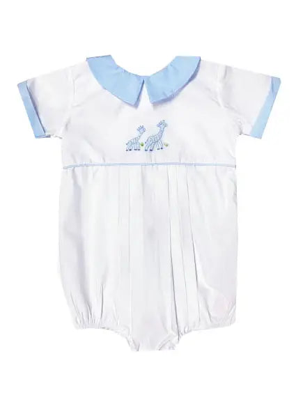 Vintage Blue Giraffe Baby Boy Romper