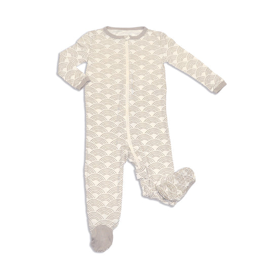 Baby Bamboo Zip Up Footies (Wobbly Wave Print)